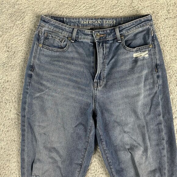 American Eagle Women's 90s Vintage Mom Jeans 8 Regular Distressed Destroyed - Picture 6 of 15